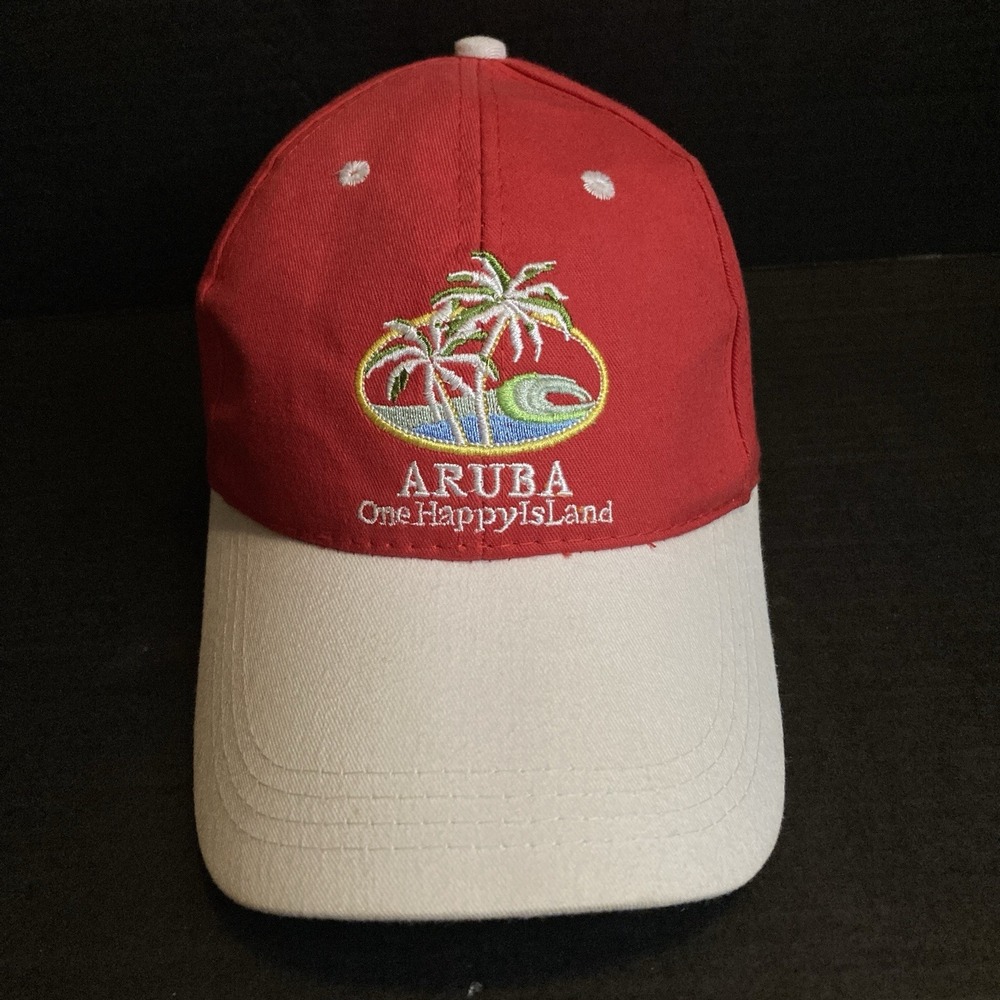 Aruba One Happy Island Vintage Red Hat Cap Adjustable OSFA